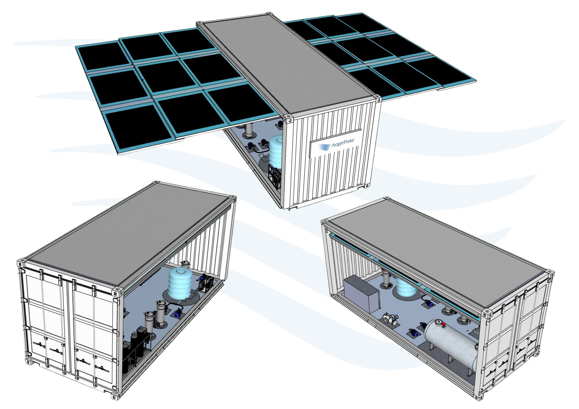 Impianto di Potabilizzazione Acque a irraggiamento Solare - AQUEPURE - il container